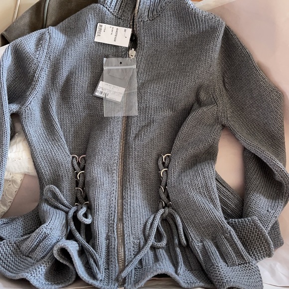 Alexander McQueen Sweaters - Alexander McQueen Chunky Lace-Up Gray Sweater XL